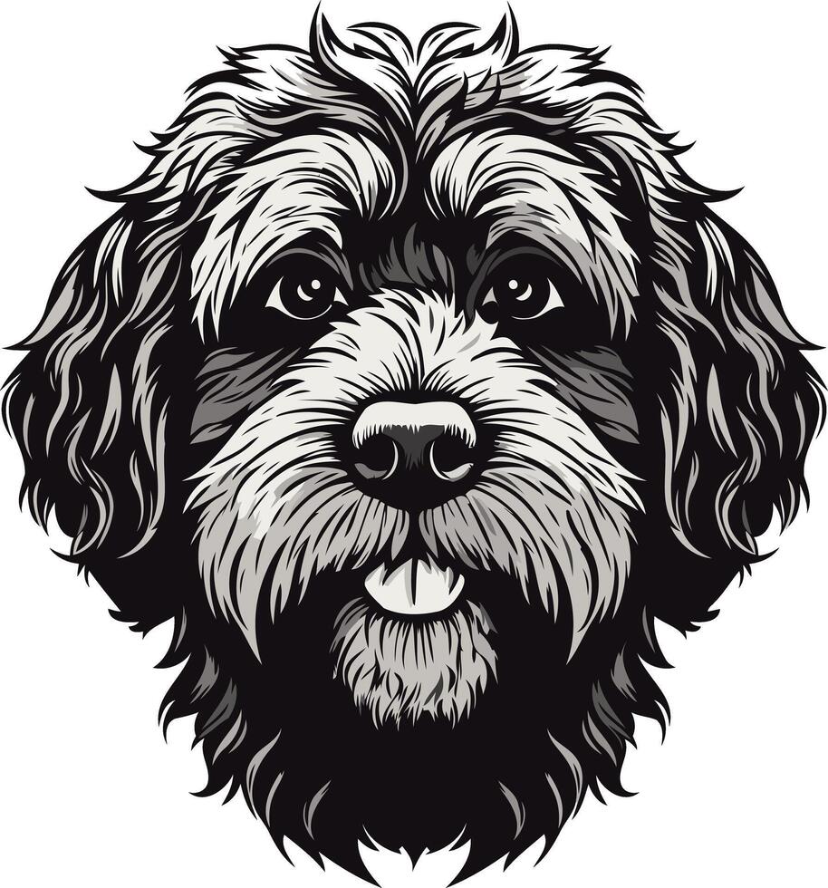 Cute Black and White Dog Portrait vector