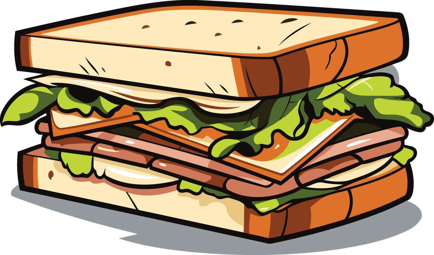 Cartoon Illustration of a Delicious Sandwich vector