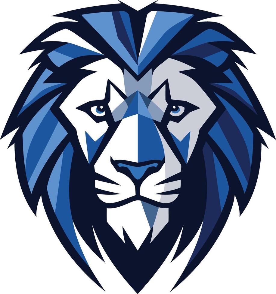 Geometric Blue Lion Mascot vector