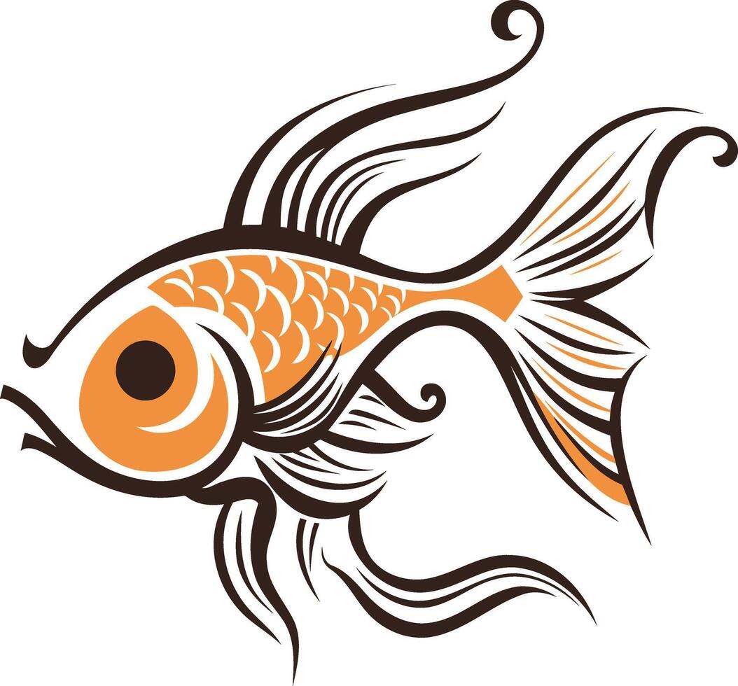 Stylized Illustration of an Orange Fish vector
