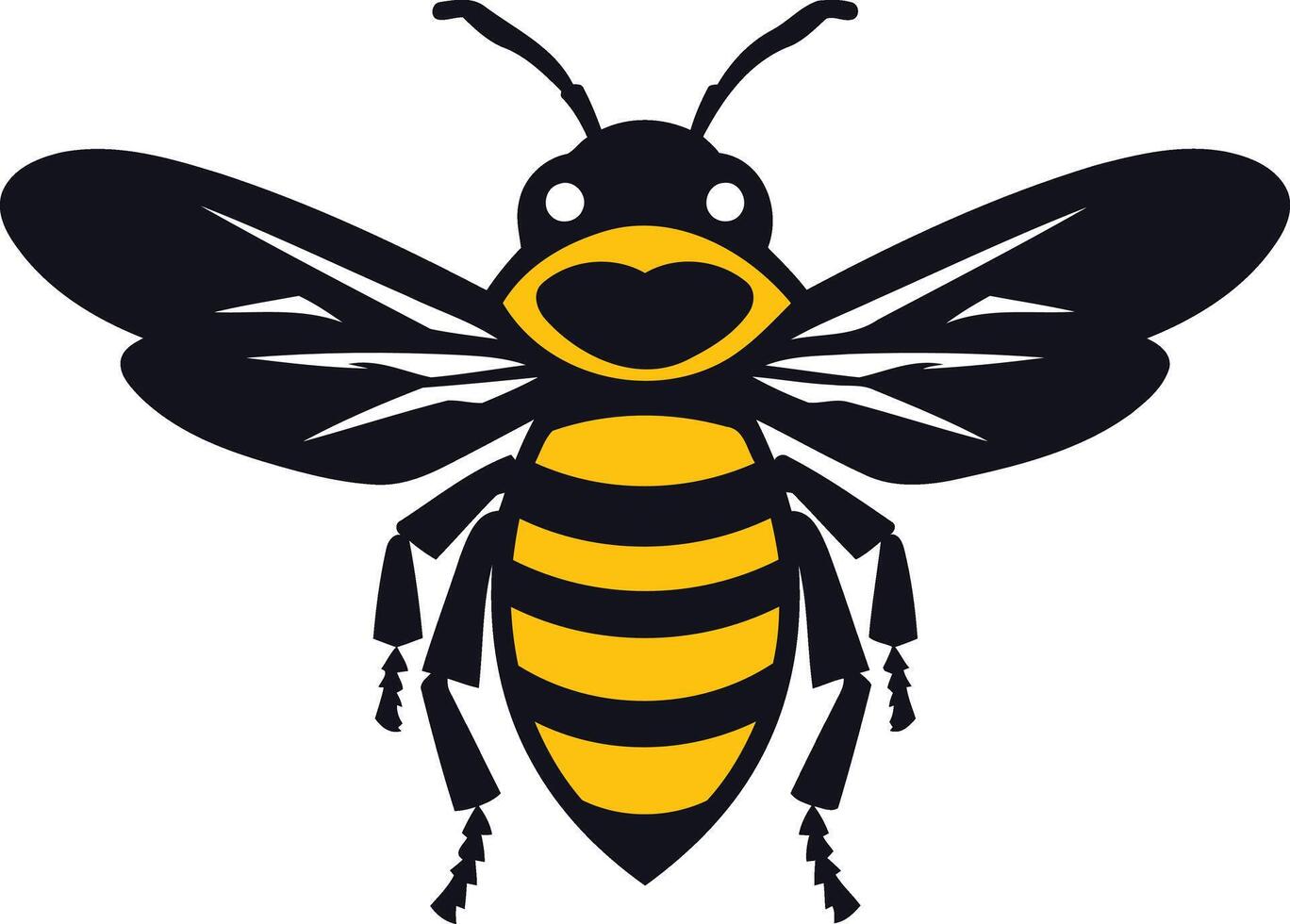 Smiling Black and Yellow Bee Illustration vector