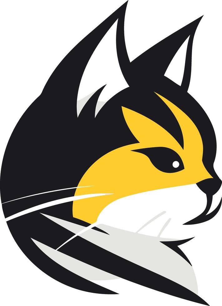 Black and Yellow Cat Illustration vector