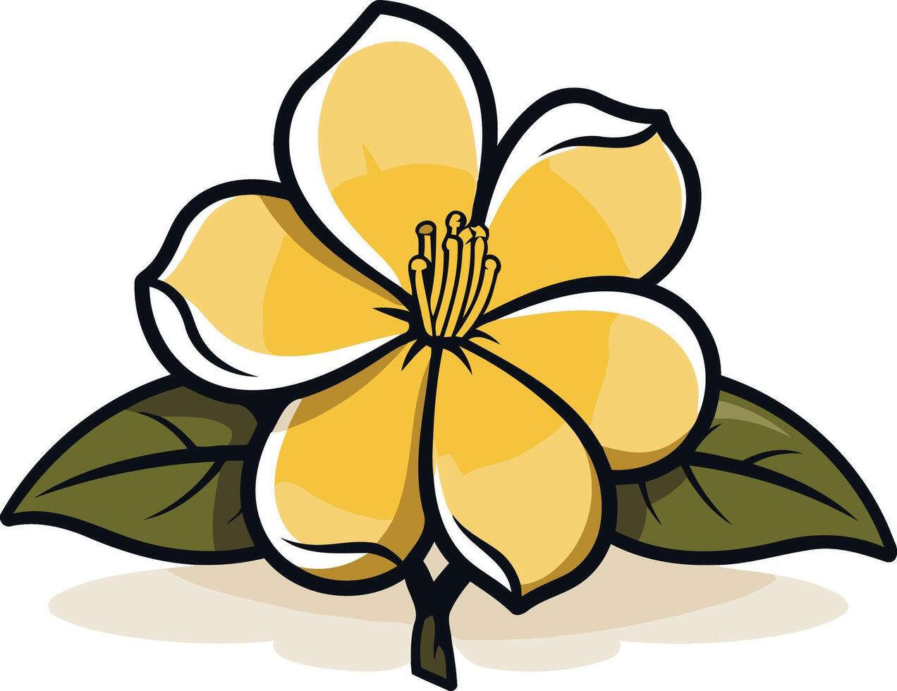 Yellow Flower with Green Leaves Illustration vector