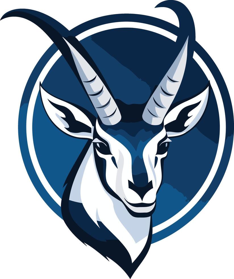 Blue Circle with Gazelle Head vector