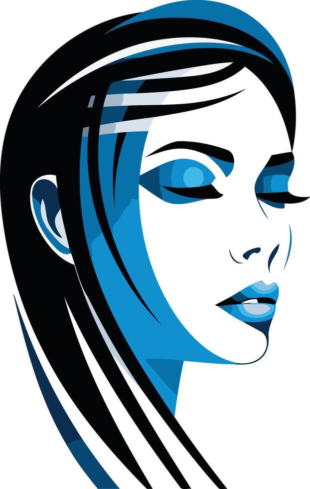 Abstract Portrait of a Woman with Closed Eyes vector