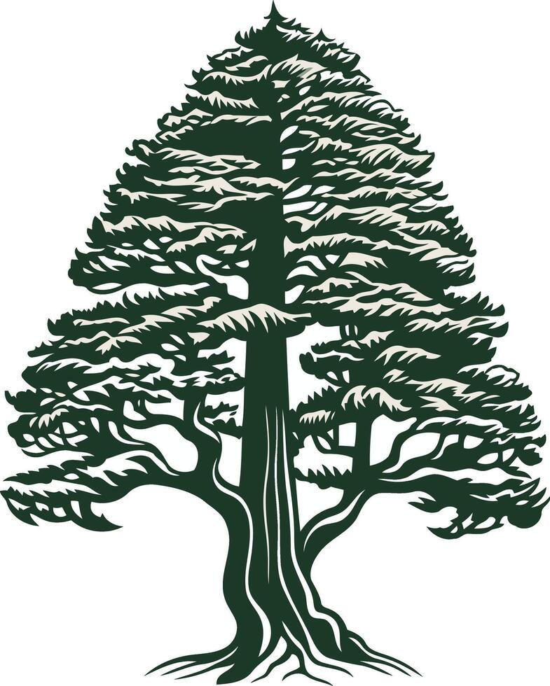 Detailed Illustration of a Tree with a Thick Trunk vector