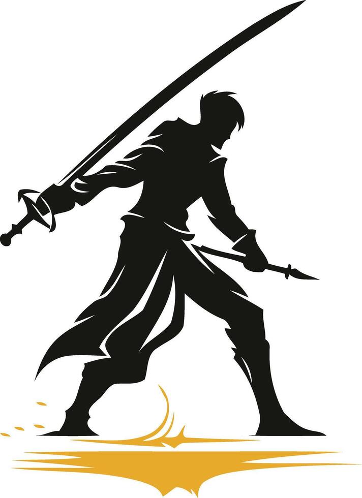 Silhouette of a Warrior with Sword vector
