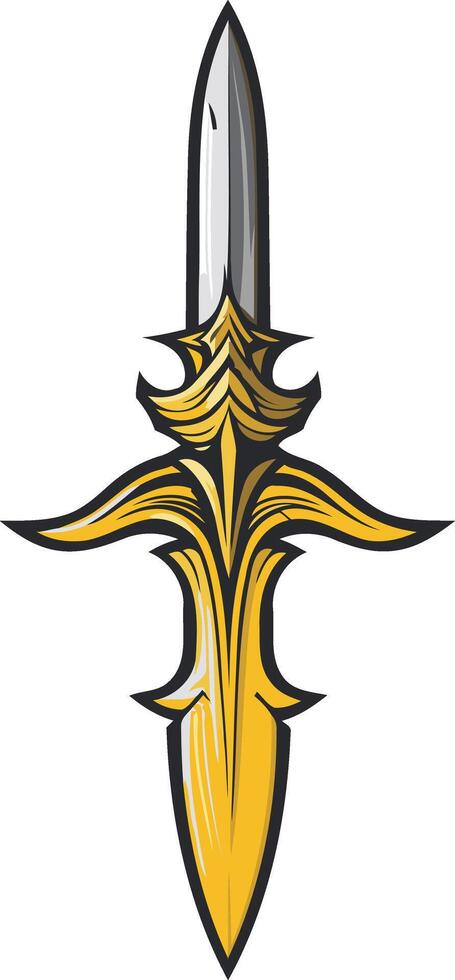 Golden Dagger with Silver Tip vector