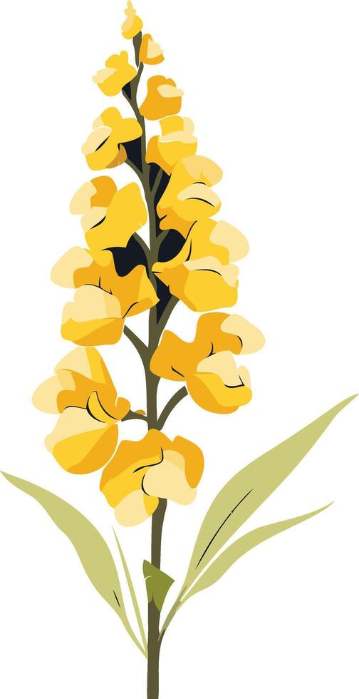 A Delicate Yellow Flower with Green Leaves vector