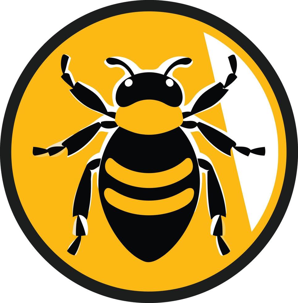 Bee Icon in a Circle with Yellow Background vector