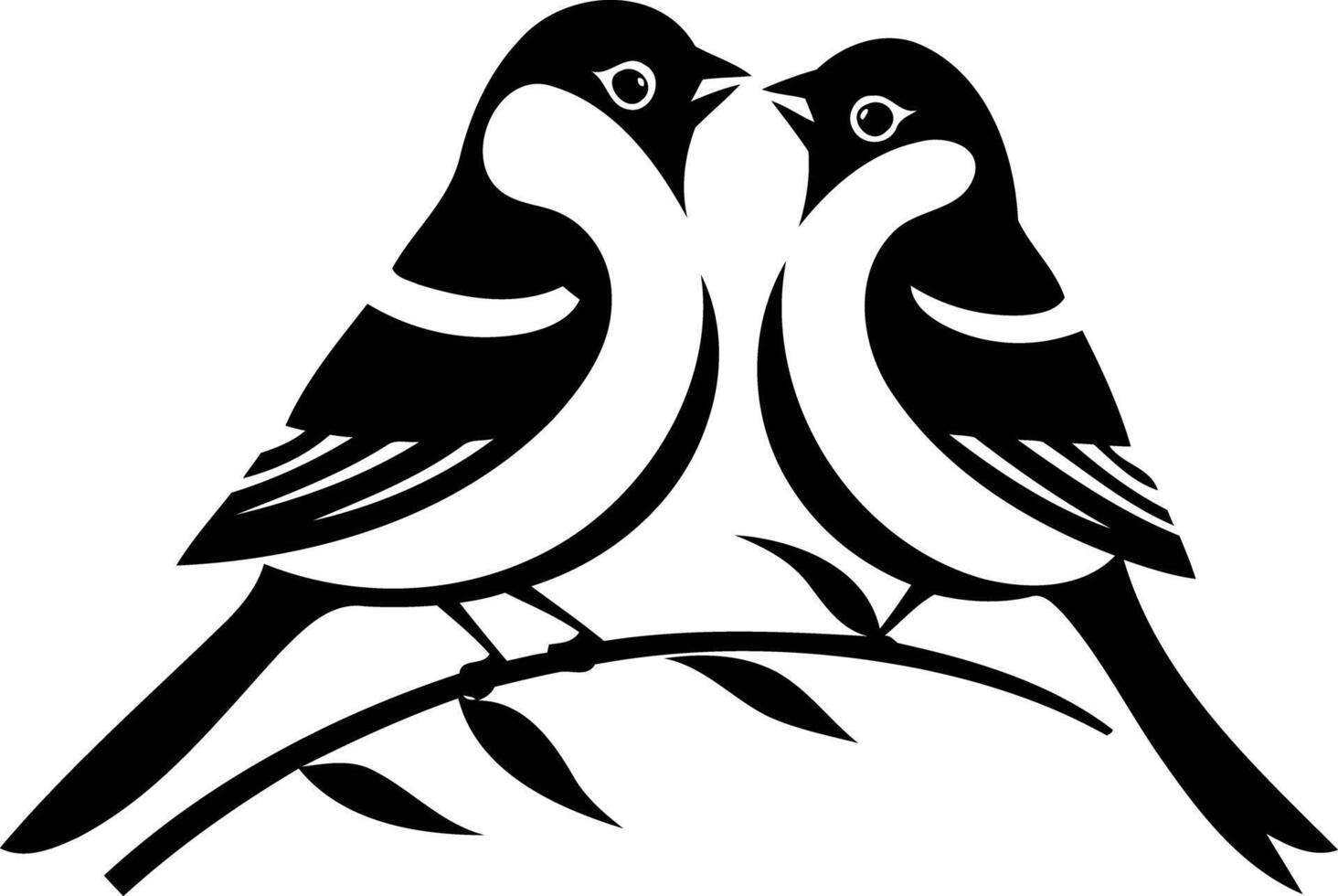 Two Birds Perched on a Branch vector