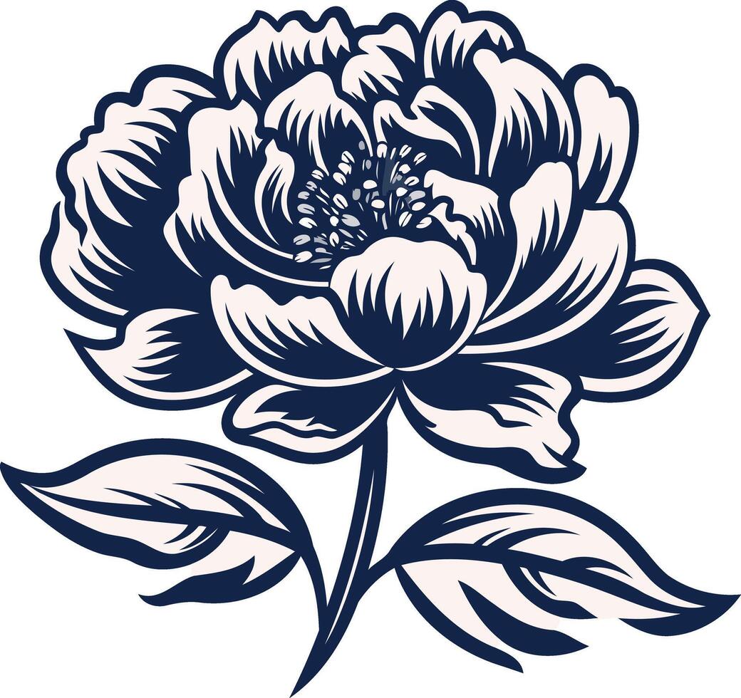 A Bold and Detailed Peony Blossom vector