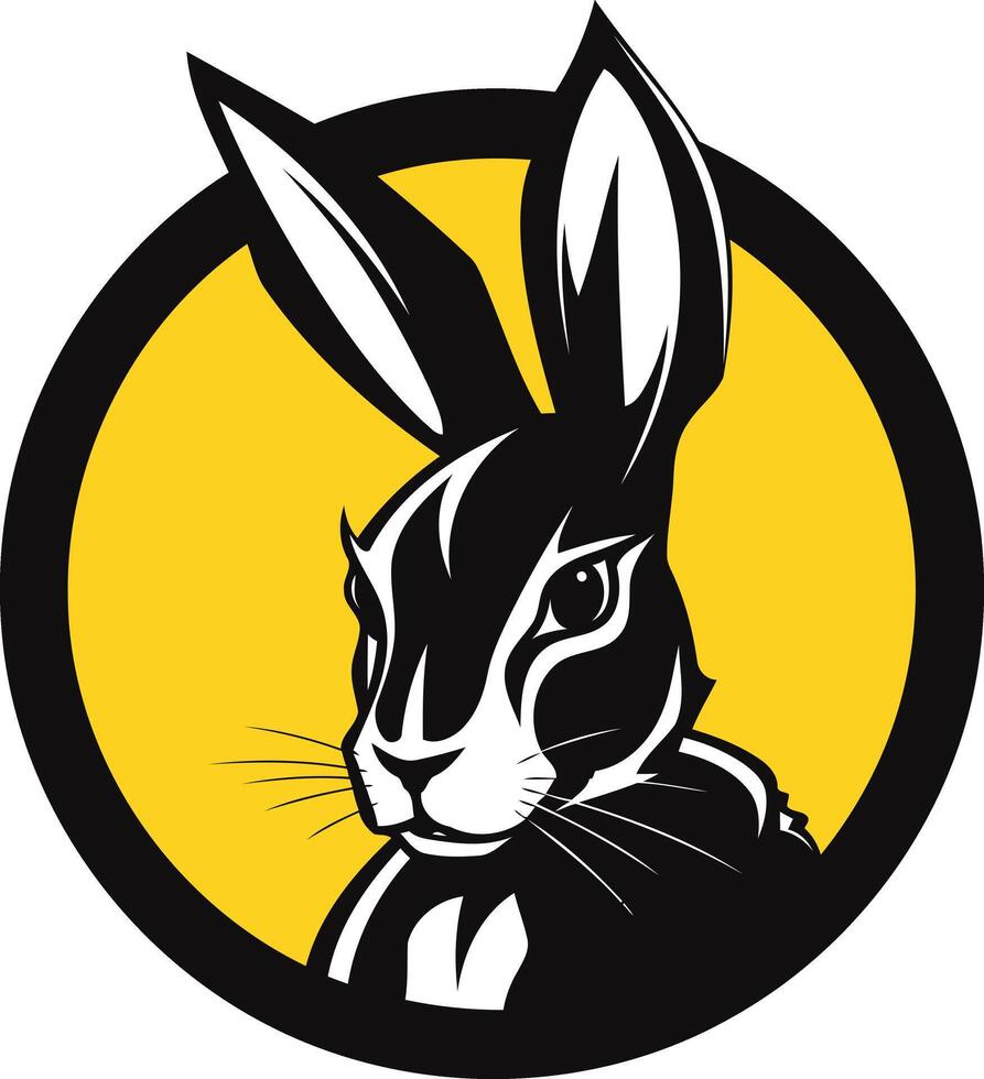Black and White Rabbit in Circle vector