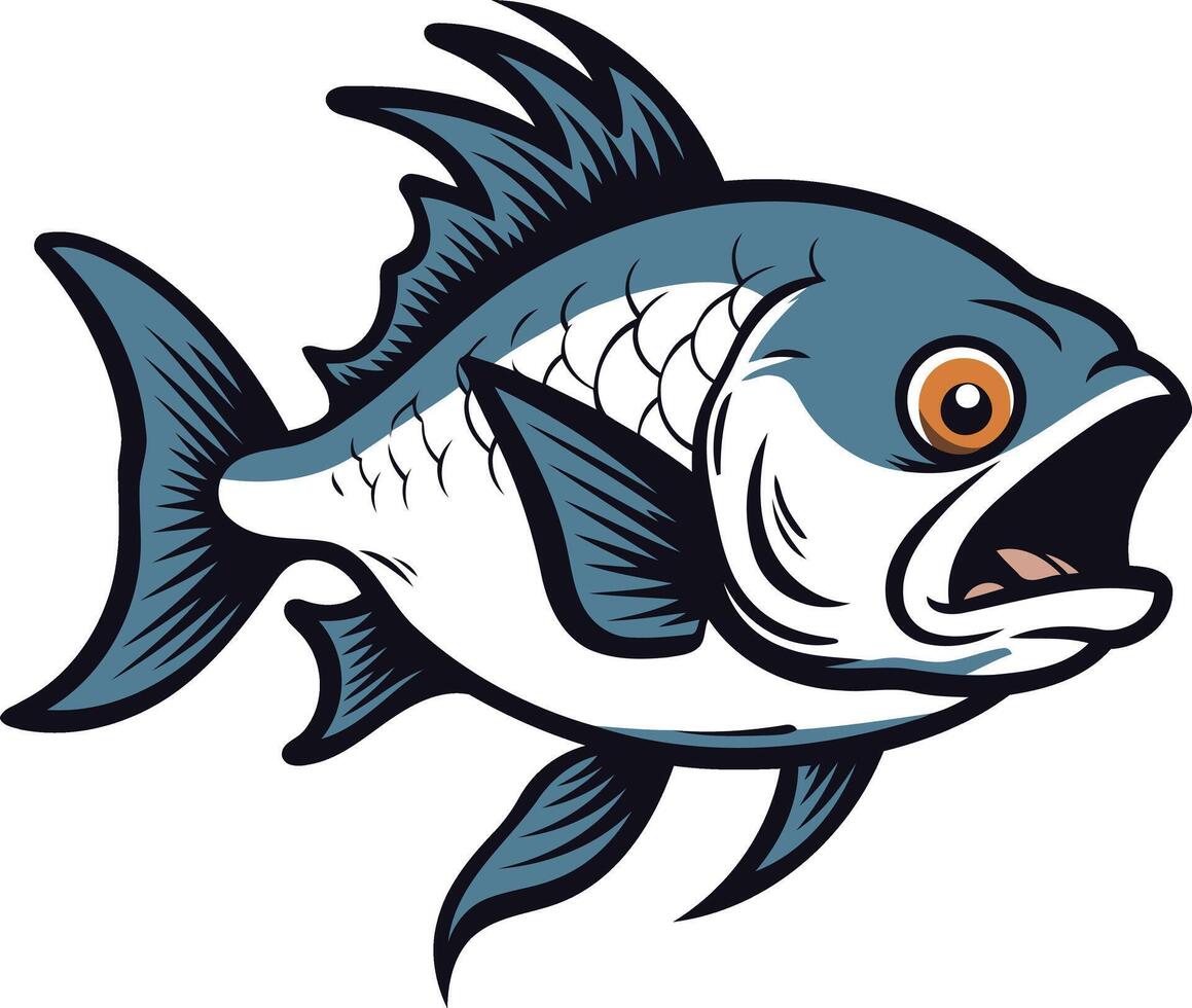 Cartoon Illustration of a Fish with Open Mouth vector