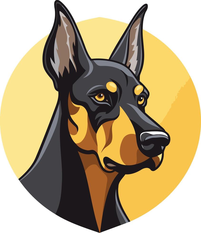 Portrait of a Doberman Pinscher vector