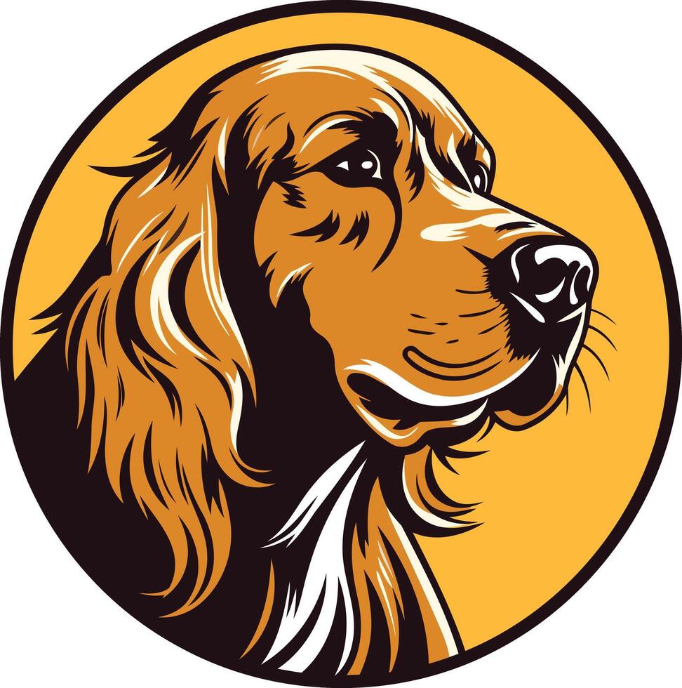 Golden Retriever Portrait in a Circular Frame vector