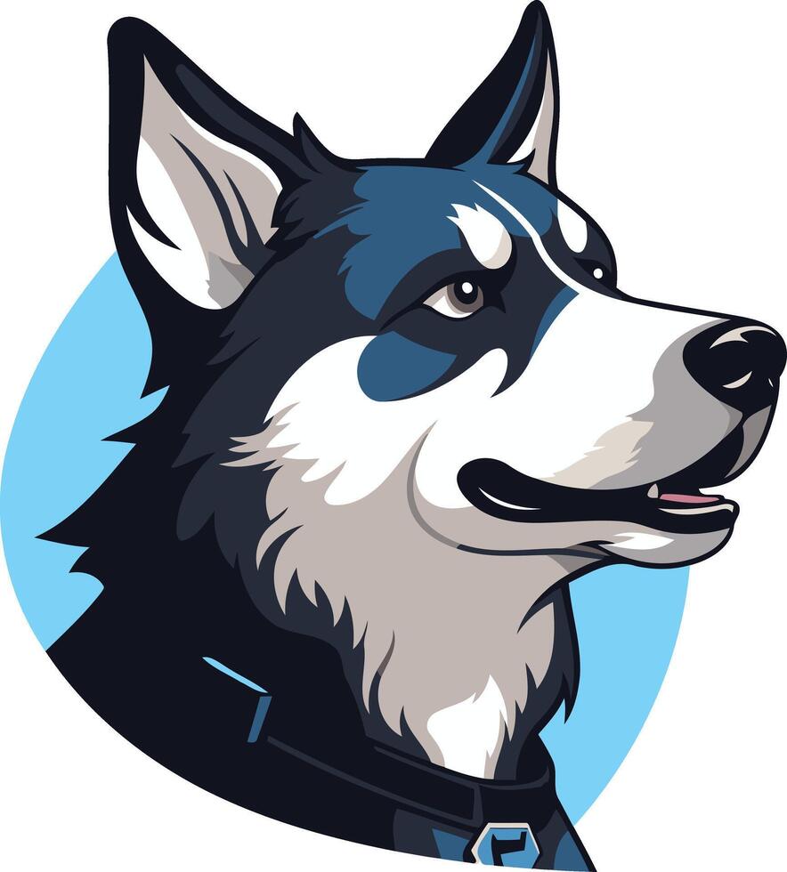 Husky Dog Portrait in Cartoon Style vector