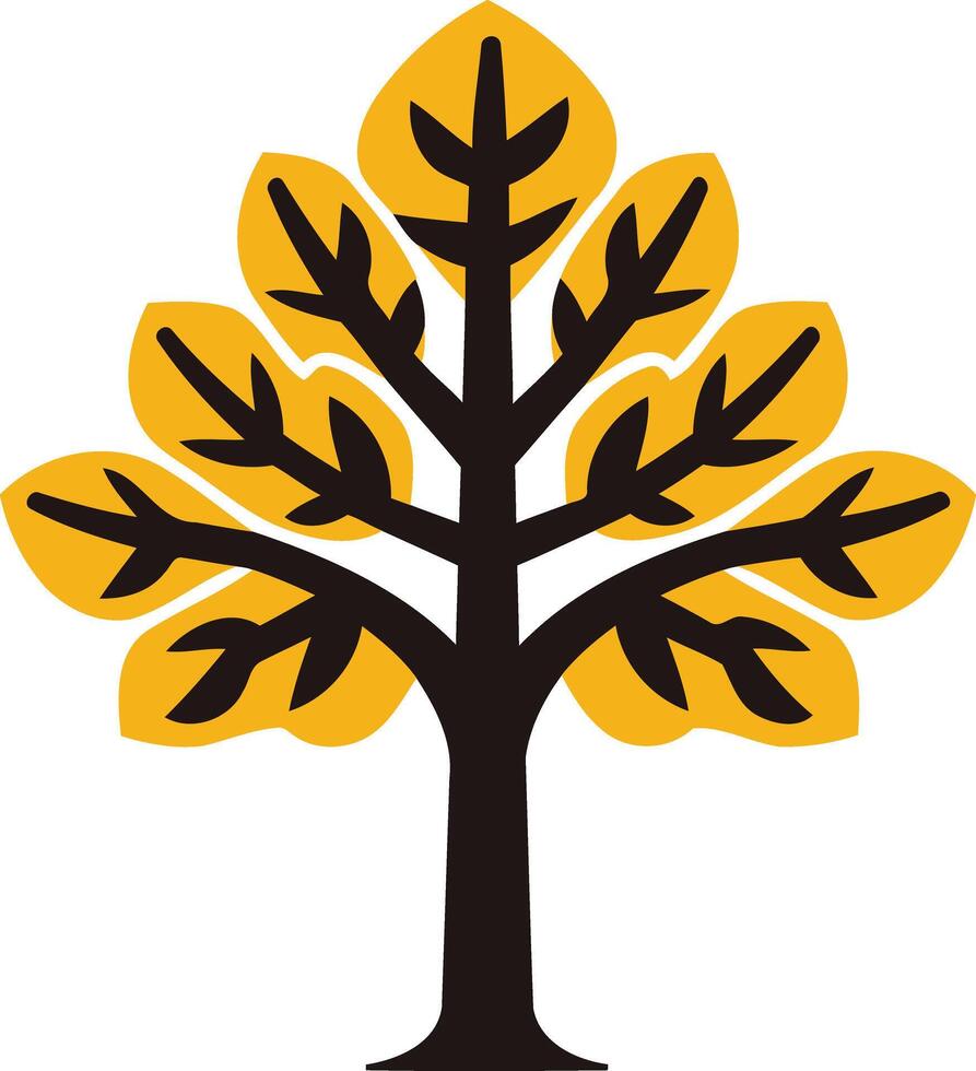 Stylized Tree with Yellow Leaves vector