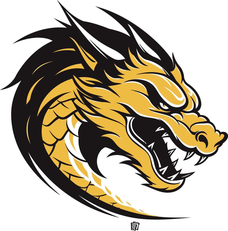 Fierce Golden Dragon Head vector