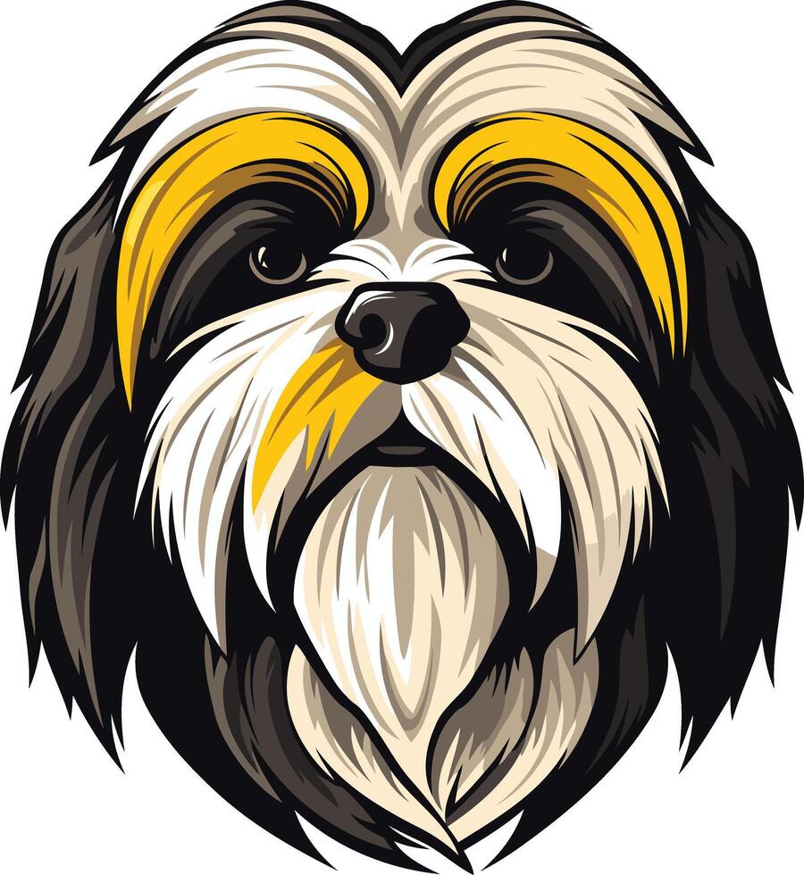Close Up Portrait of a Shih Tzu Dog vector
