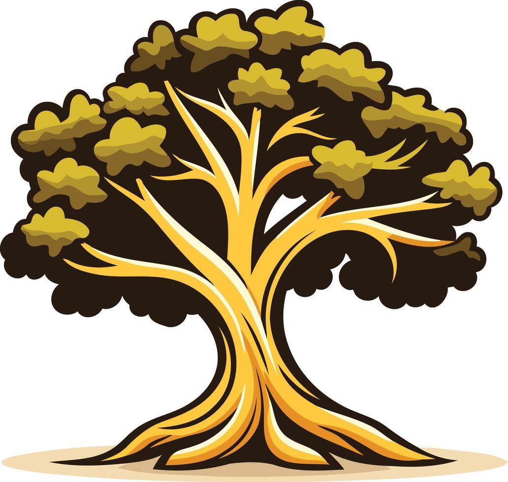 Golden Oak Tree with Lush Foliage vector