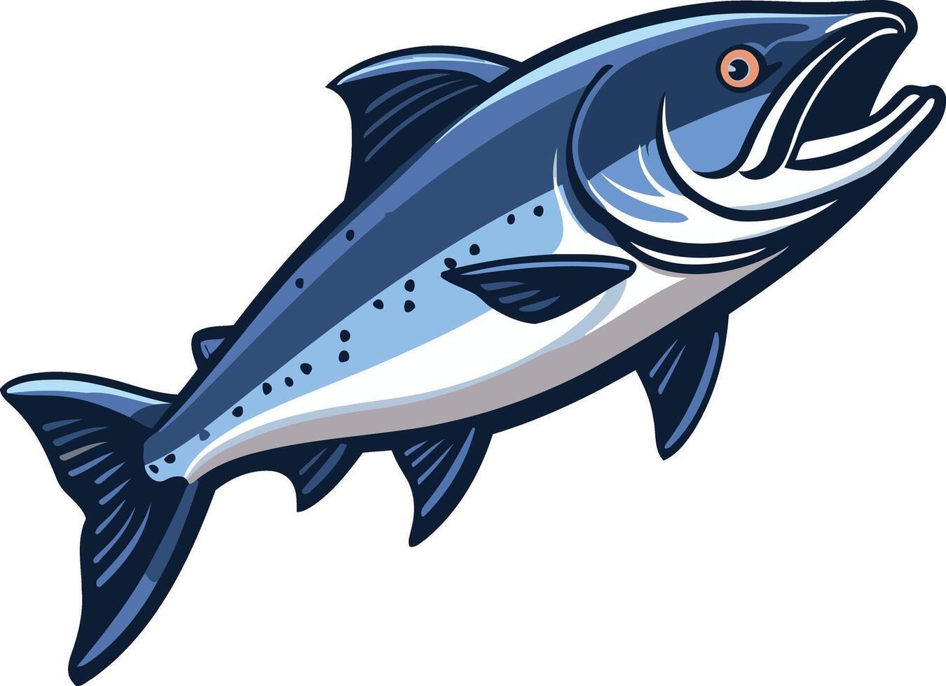 Cartoon Illustration of a Blue Salmon vector