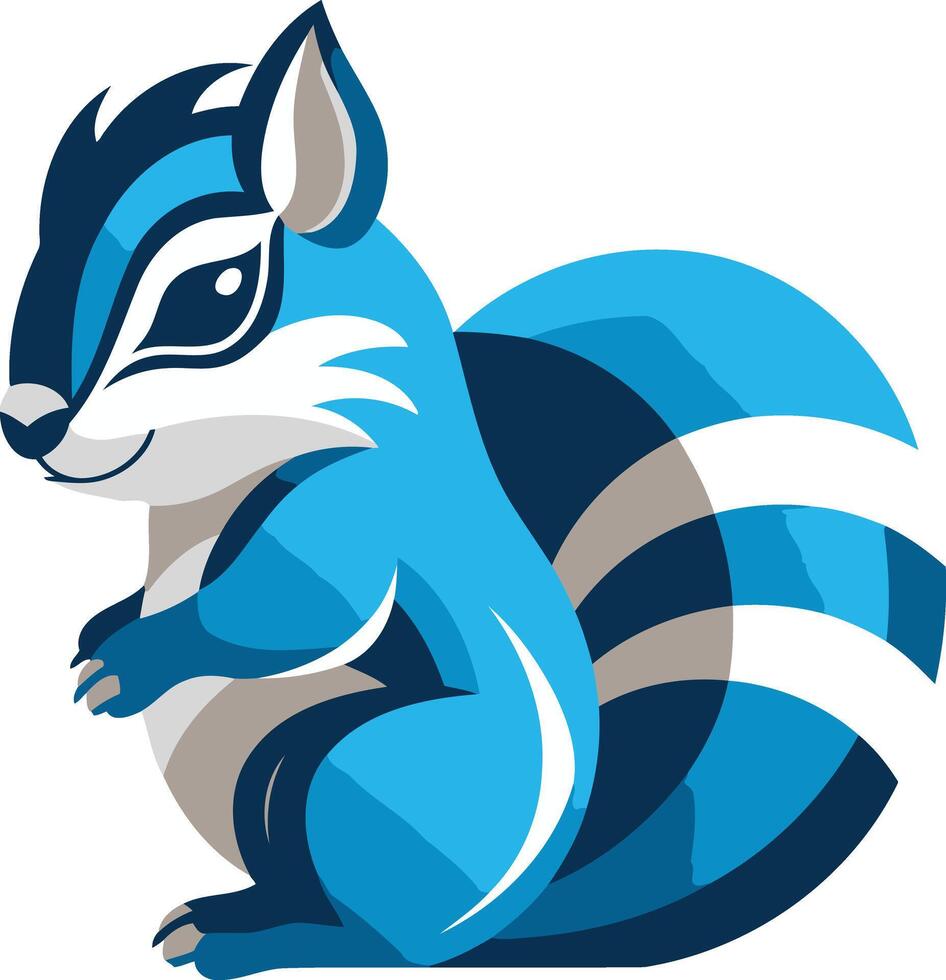 Blue and White Cartoon Squirrel Illustration vector