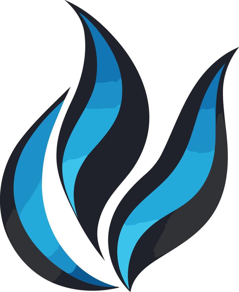 Abstract Blue and Black Flame Design vector