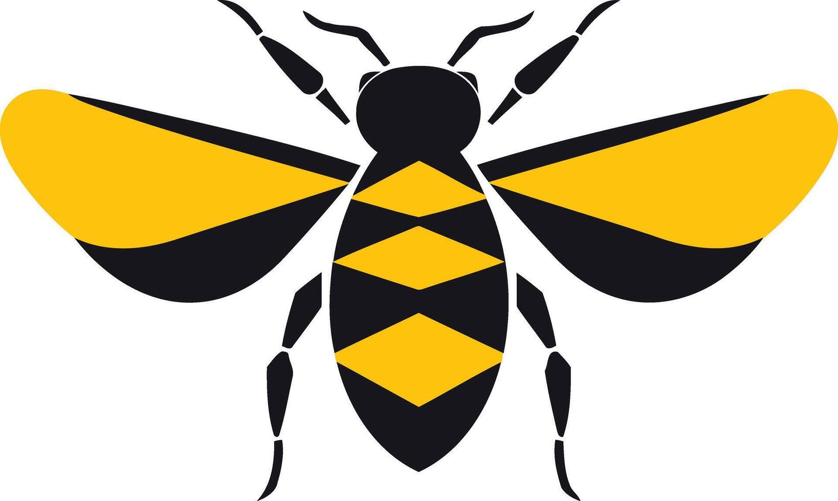 Stylized Black and Yellow Bee Illustration vector