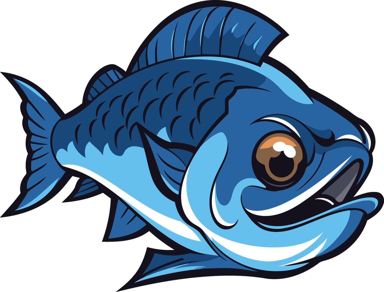 Cartoon Blue Fish Mascot vector