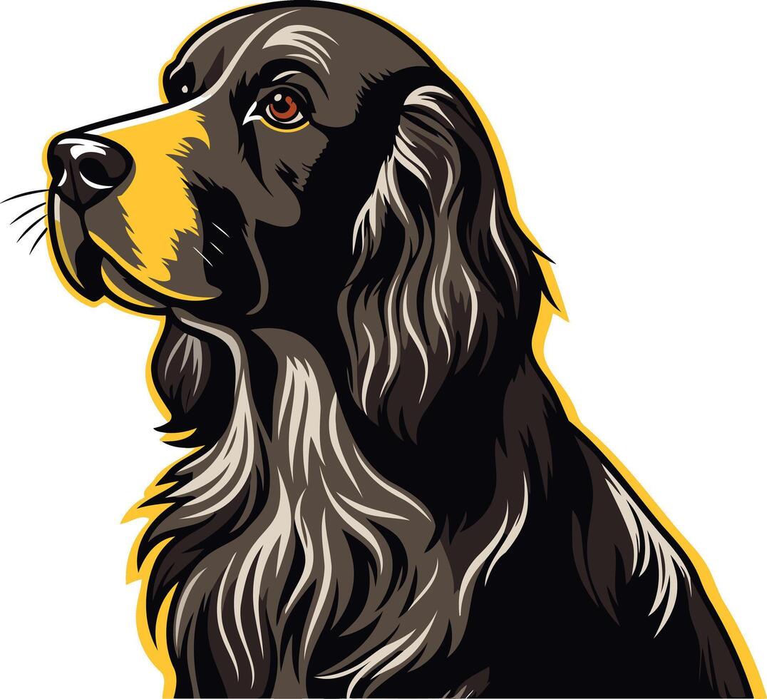 Portrait of a Black and Tan Cocker Spaniel vector