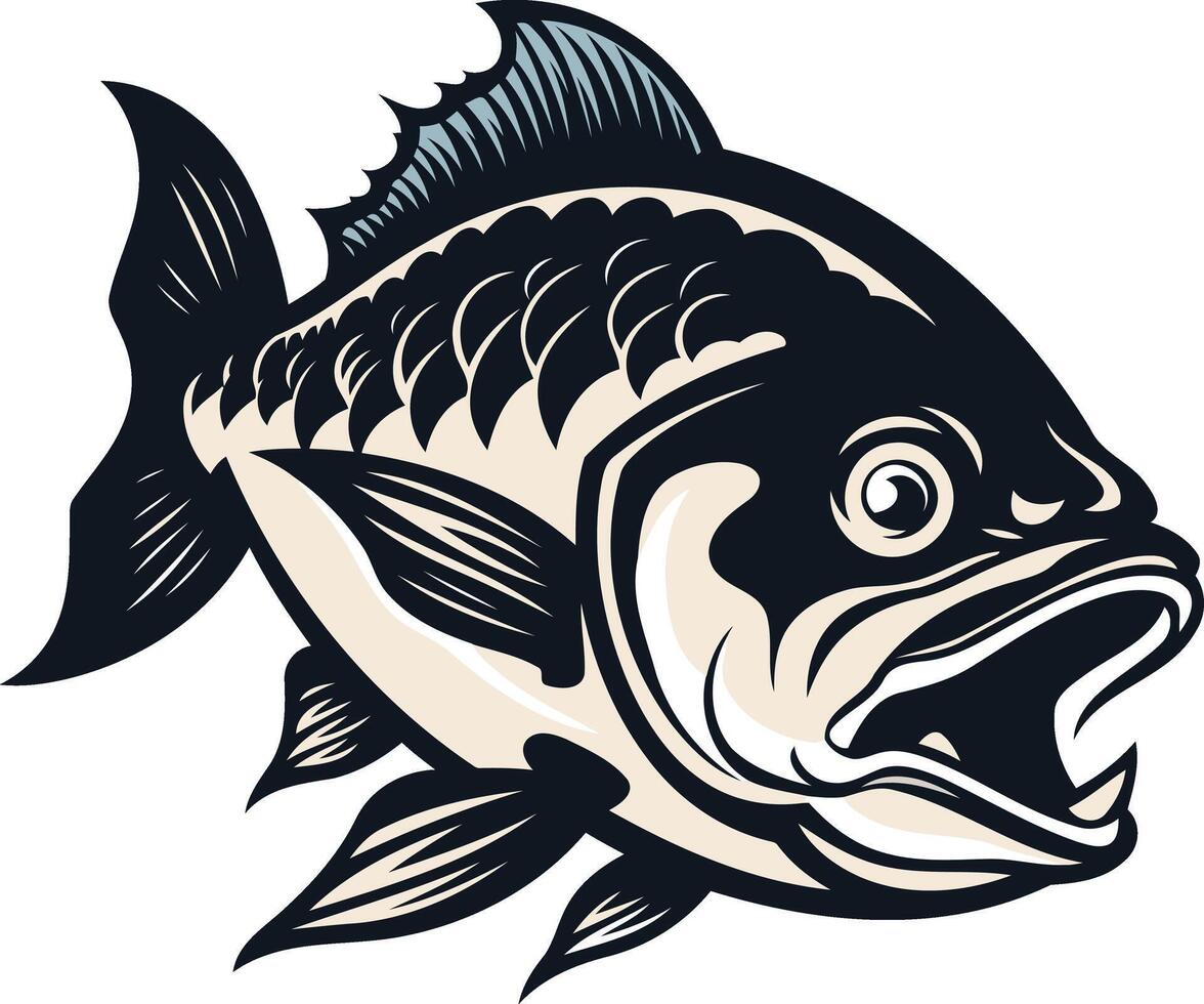 Aggressive Fish Illustration with Open Mouth vector