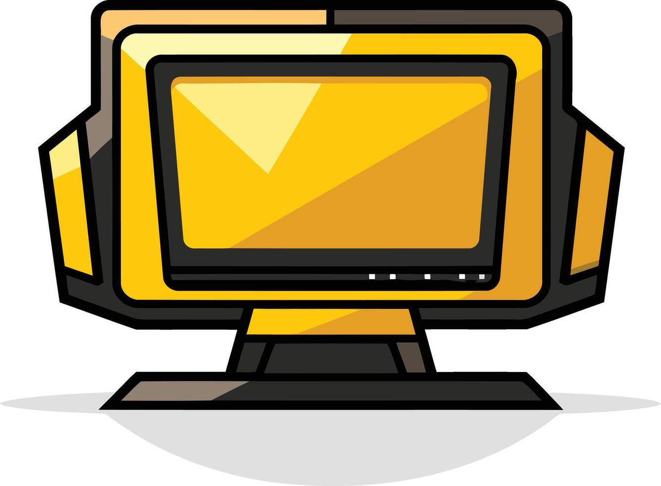 Yellow and Black Cartoon Computer vector