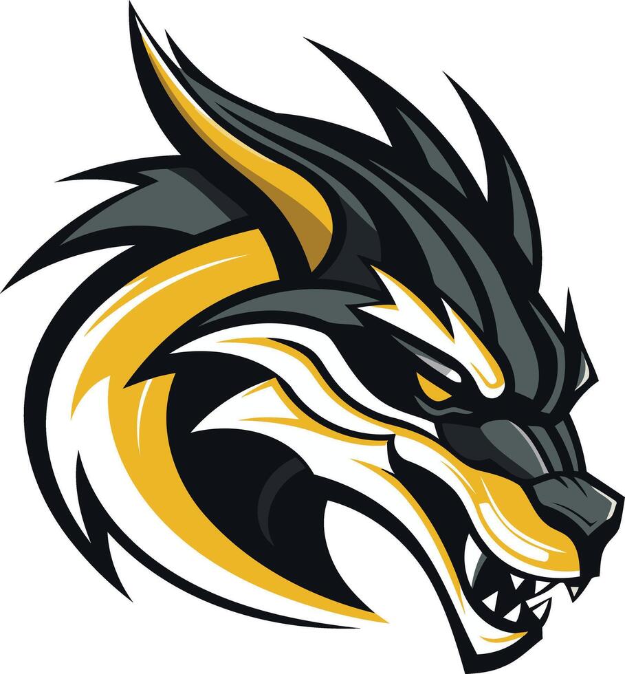 Aggressive Wolf Mascot with Yellow and Black Fur vector