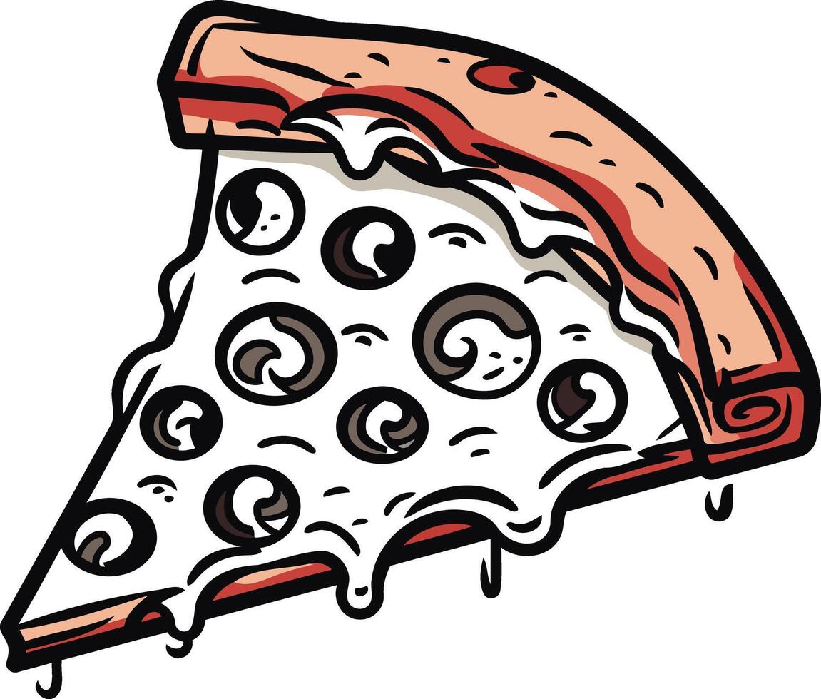 Pizza Slice with Melted Cheese and Toppings vector