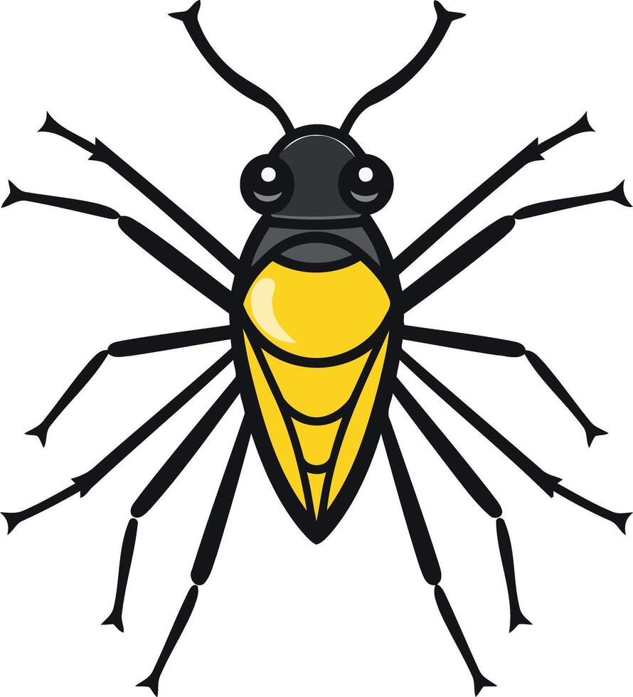 Cartoon Illustration of a Yellow and Black Bug vector