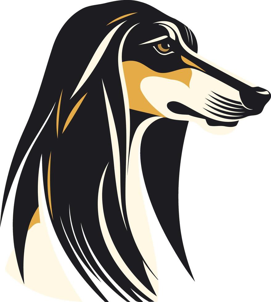 Elegant Black and Tan Afghan Hound Profile vector