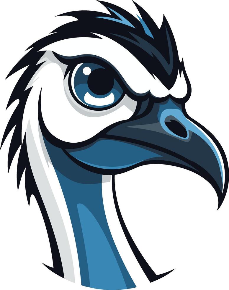 Cartoon Illustration of an Emu's Head vector