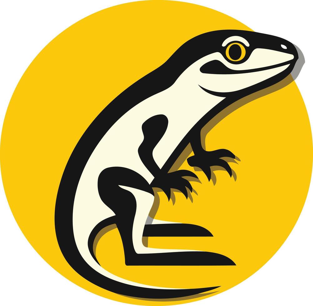 Black and White Lizard on Yellow Background vector