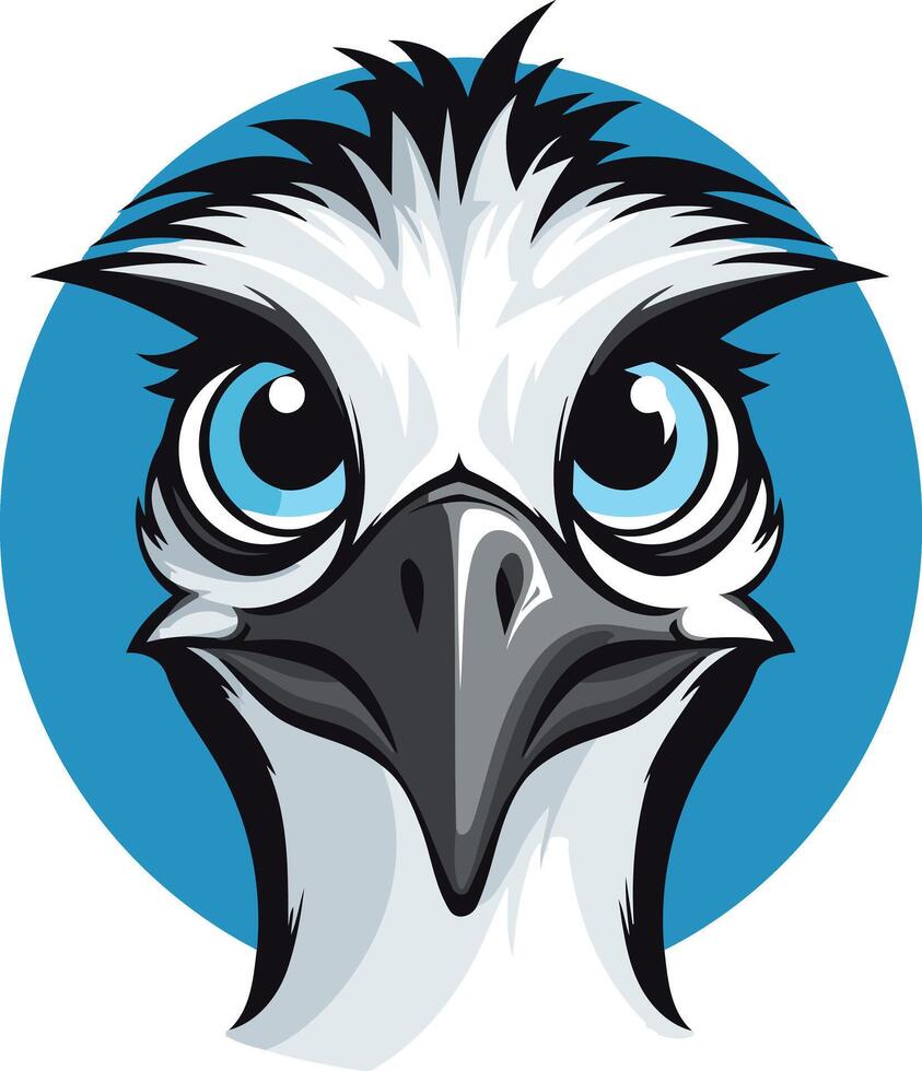 Cartoon Illustration of an Emu's Face vector