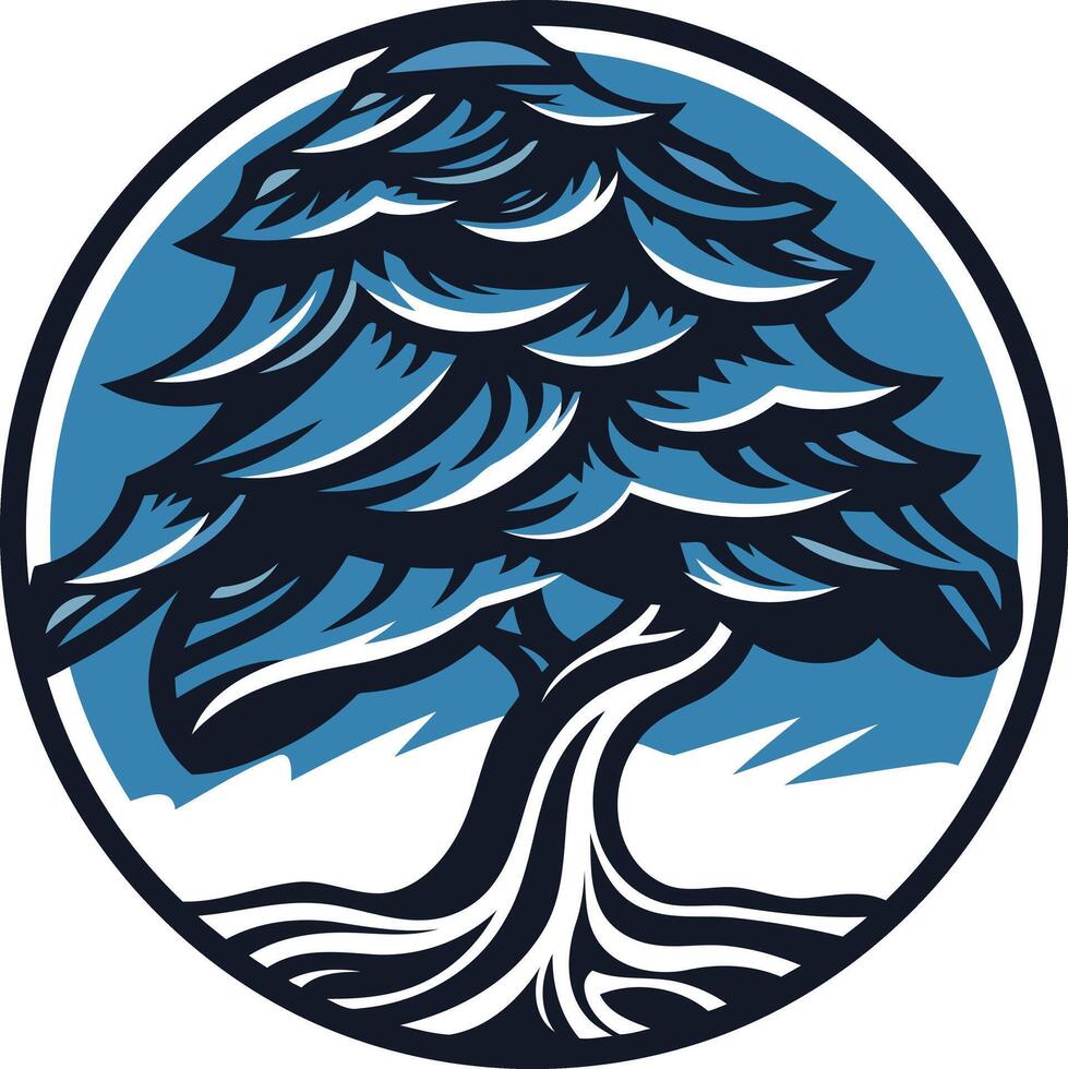 Stylized Tree Illustration in a Circular Frame vector
