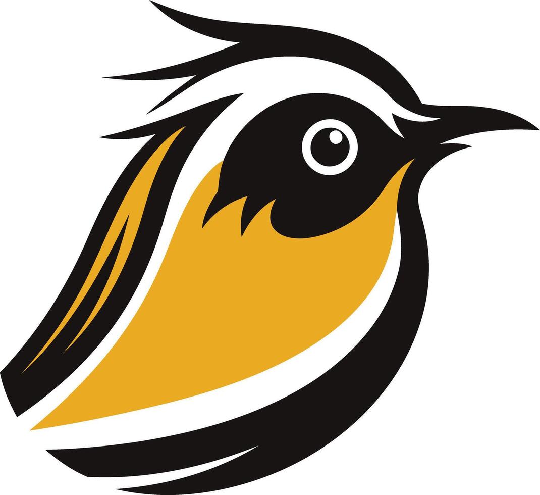 Stylized Bird Illustration with Yellow and Black Color Palette vector