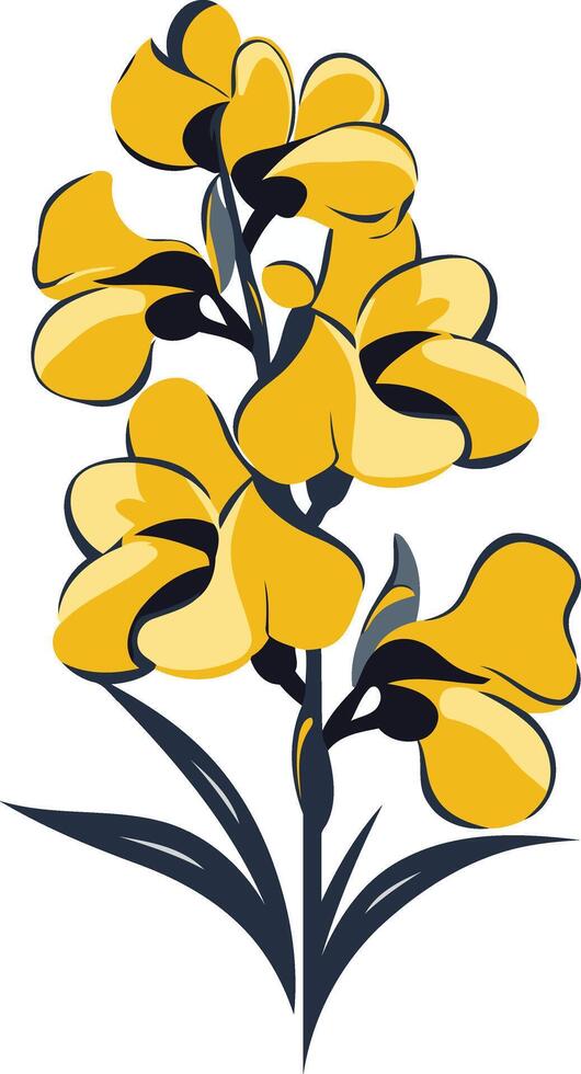 Yellow Flower with Blue Stem vector