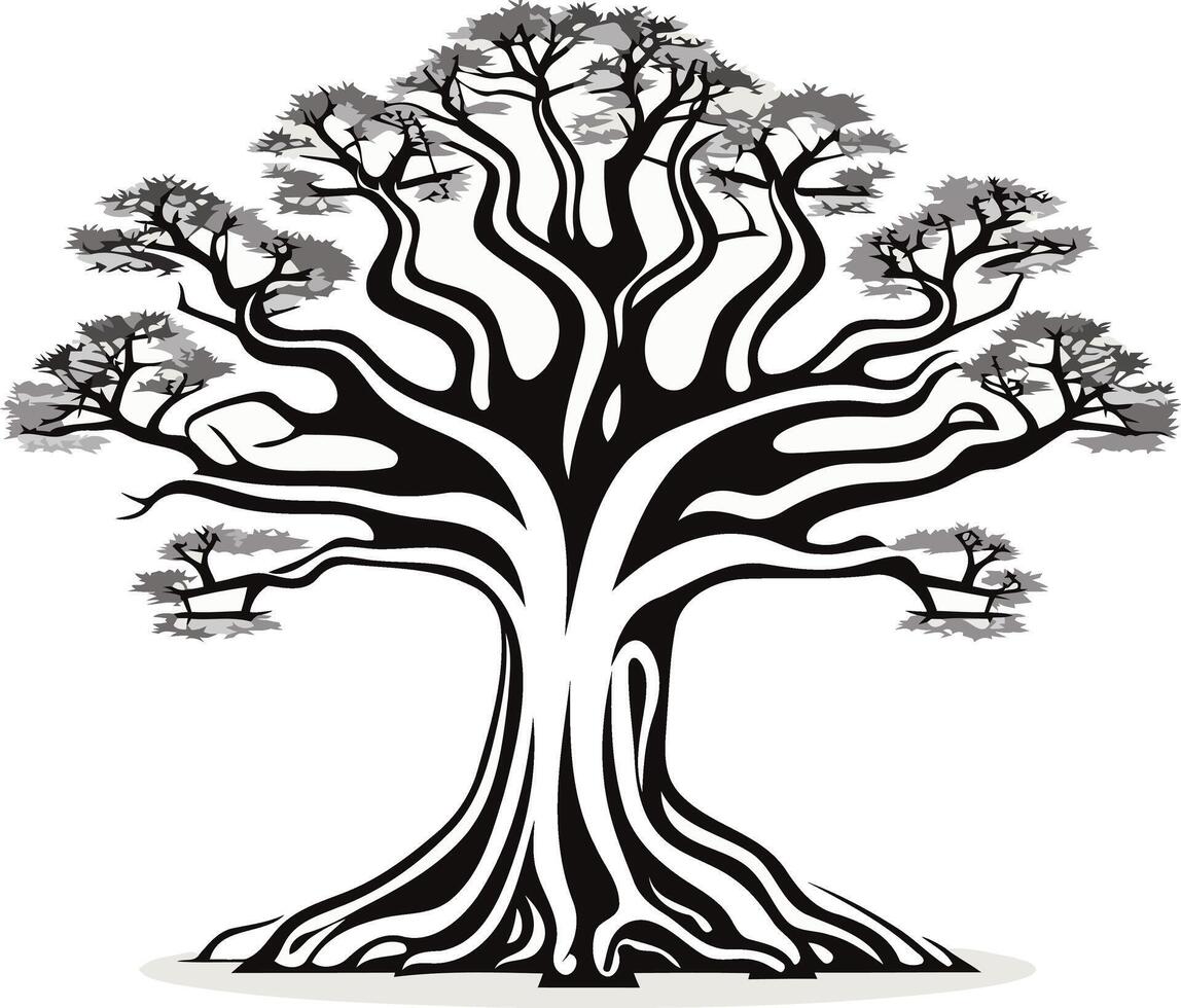 Abstract Tree Illustration with Detailed Branches vector