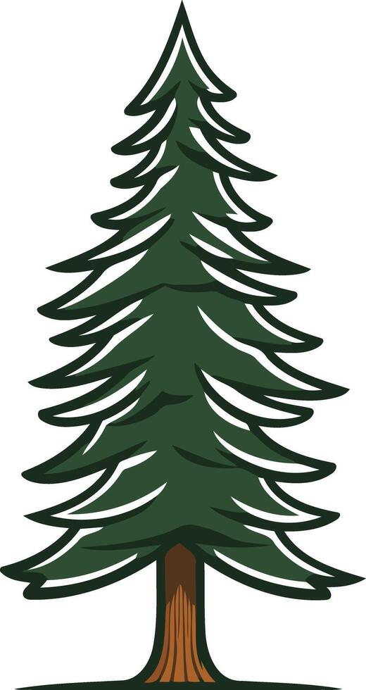 Illustration of a Tall Green Pine Tree vector