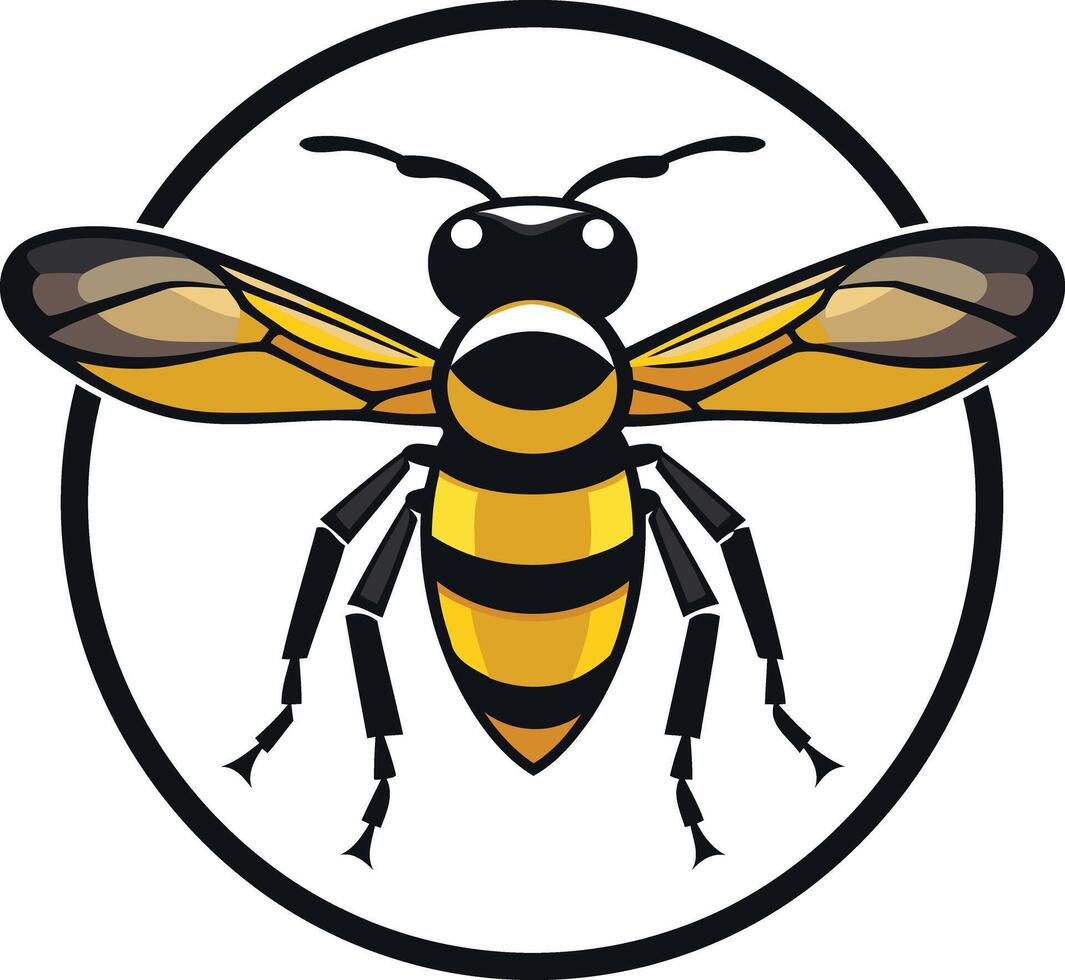 Bee Illustration in Circle vector