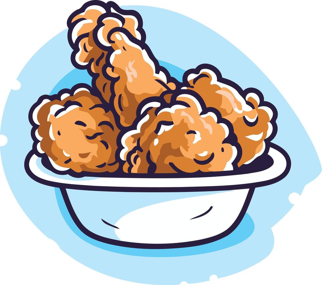 Bowl of Crispy Fried Chicken vector