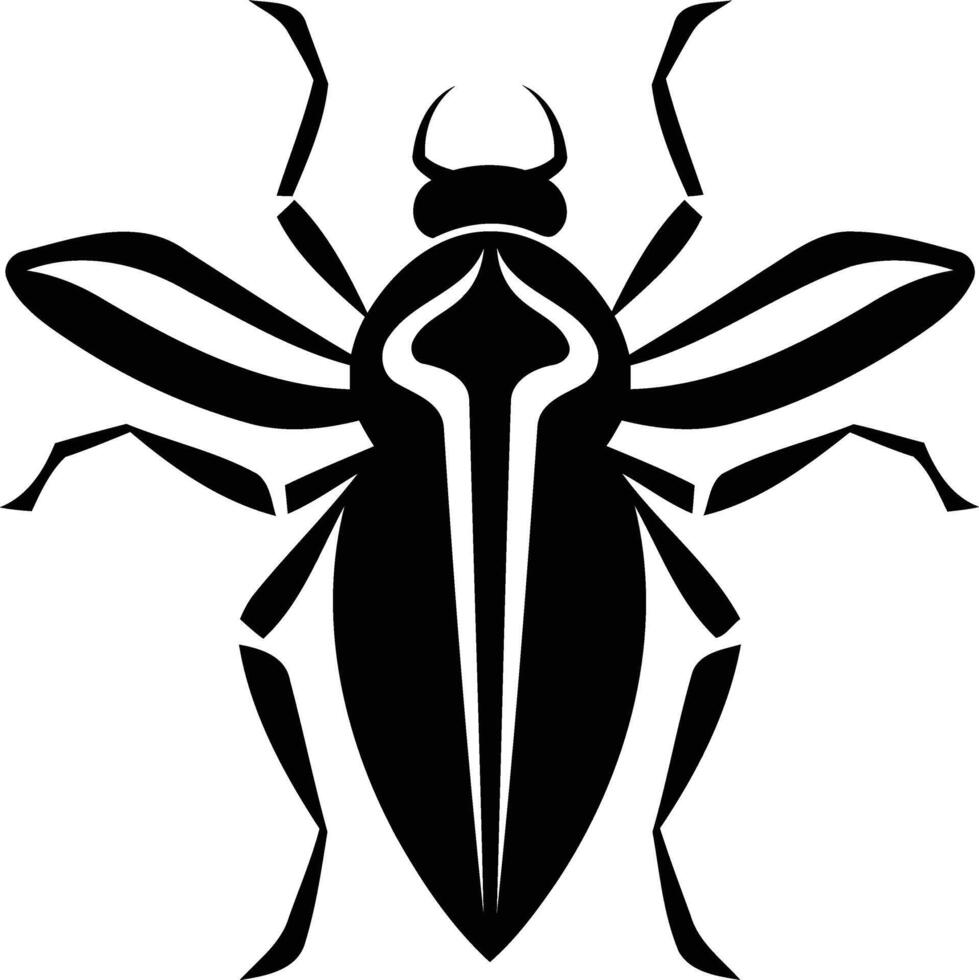 A bold, graphic illustration of a stylized insect with intricate details vector