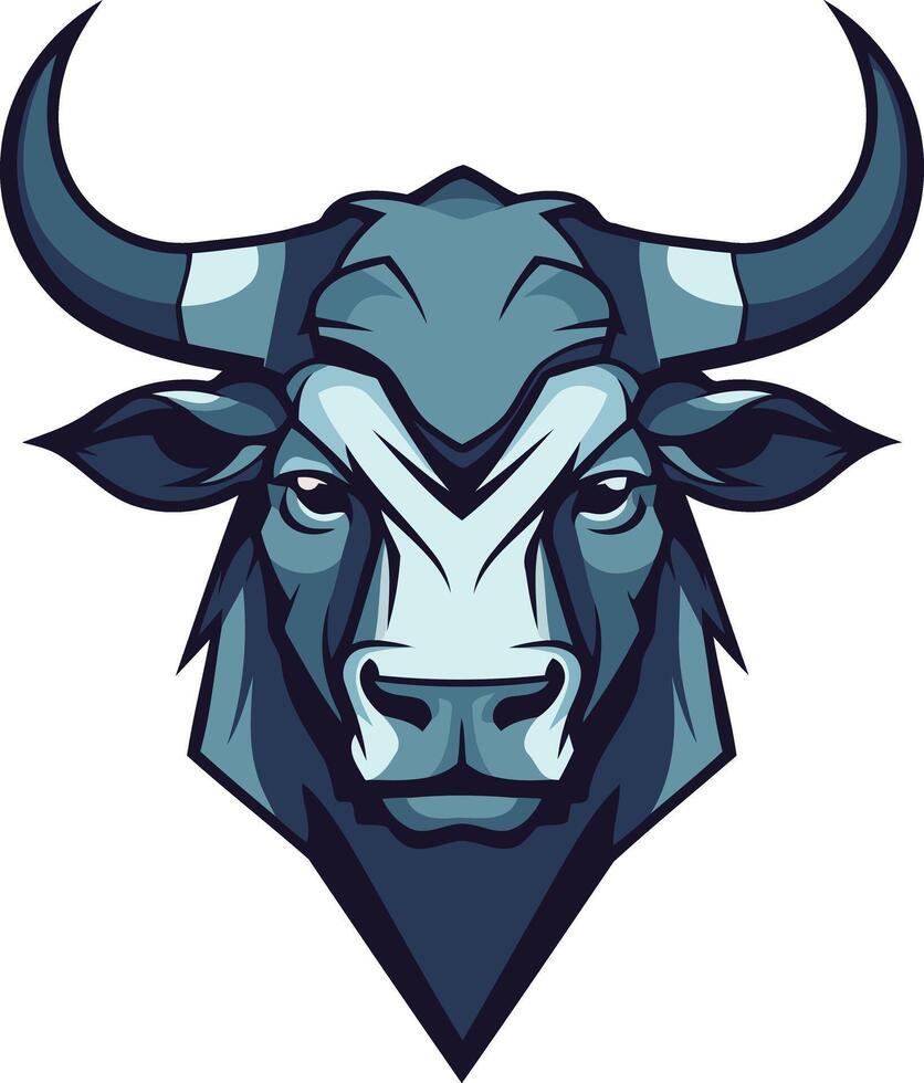 Blue Bull Head Illustration vector