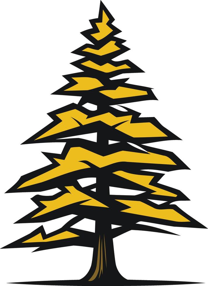 Stylized Golden Pine Tree Illustration vector